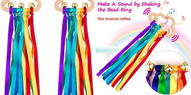 Rainbow Ribbon Ring Rattle & Teether Set (2pc)
