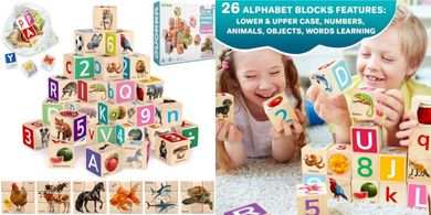 Montessori Wooden Alphabet Blocks for Toddlers (Ages 1-5)
