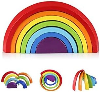 Coogam Wooden Rainbow Stacker: Creative Building & Learning Toy
