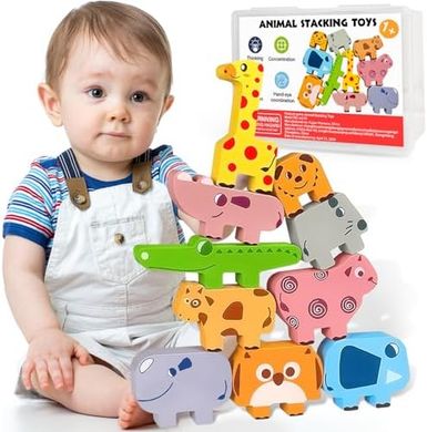 Wooden Animal Blocks: Toddler Sorting & Stacking Puzzles (10-pack)
