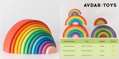 Large Wooden Rainbow Stacker & Nesting Puzzle for Kids
