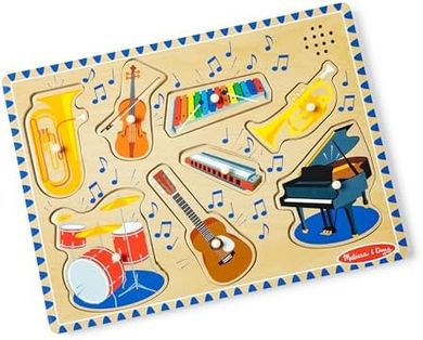 Melissa & Doug Musical Instrument Wooden Peg Puzzle (8 pcs) for Toddlers (2+)
