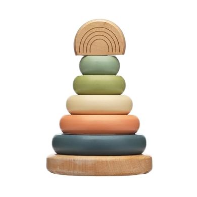 Pearhead Wooden Stacking Rainbow: Montessori Toy for Toddlers (12+ months)
