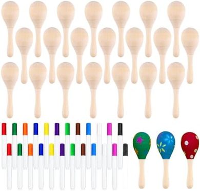 Mini Wooden Maracas & Pens: Fiesta Party Favors
