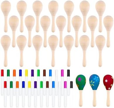 Mini Wooden Maracas & Pens: Fiesta Party Favors