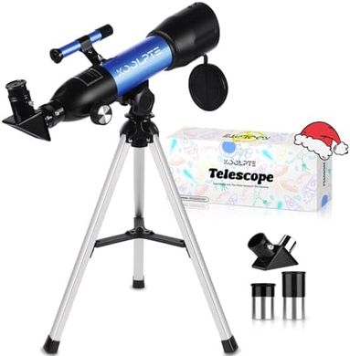 Kids Refractor Telescope: 50mm Aperture, Tabletop Tripod, Two Eyepieces (Ages 6-18)
