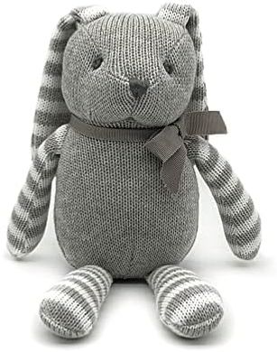 Organic Grey Bunny Rabbit Baby Toy (7.1")
