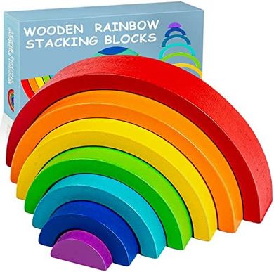 Rainbow Stacker Wooden Blocks: Montessori Toy for Kids (2-5 years)
