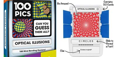 100 Optical Illusions: Mind-blowing travel-sized card gift for kids & teens.
