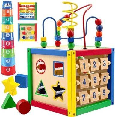 6-in-1 Wooden Activity Cube: Baby