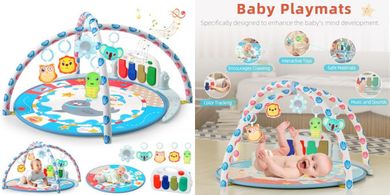 Baby Activity Gym & Playmat with Toys, Music, and Mirror (3-18 months)
