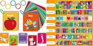 Torlam Toddler Flash Cards: Alphabet, Numbers, Shapes, Colors & More
