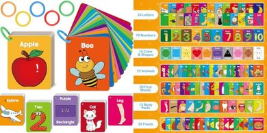Torlam Toddler Flash Cards: Alphabet, Numbers, Shapes, Colors & More