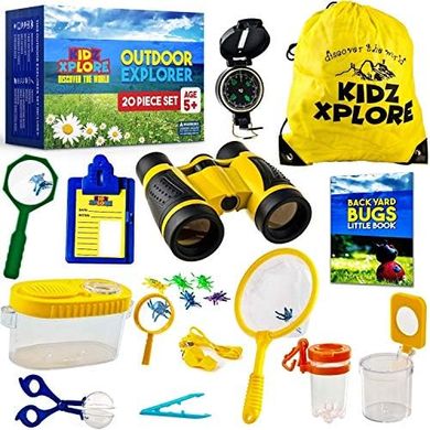 Kidz Xplore Nature Explorer Set: Binoculars, Compass, Magnifier, Whistle