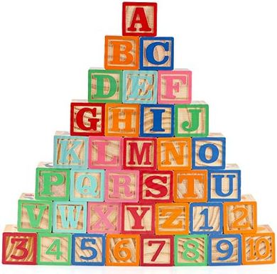 Wooden Alphabet Number Blocks for Toddlers (36 pcs)
