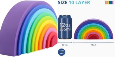 Rainbow Stacker: 10-Layer Silicone Nesting Puzzle for Toddlers
