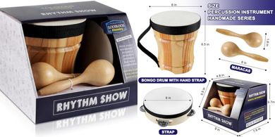 LOOIKOOS Wooden Percussion Instruments & Drum Set for Kids (Ages 3-9)