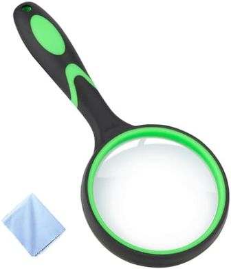 10X Magnifying Glass: Handheld Reader with Soft Grip for Seniors & Kids