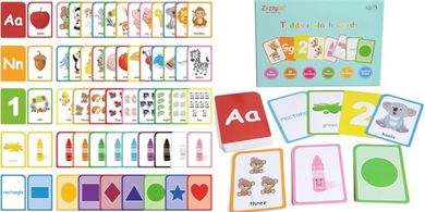 ZazzyKid Flash Cards: 54 Alphabet, Number, Color & Shape Cards for Toddlers