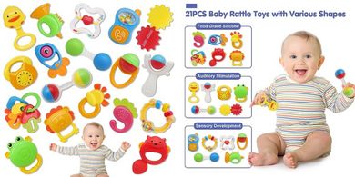 Qizebaby Baby Rattle & Sensory Toy Set (0-12 Months)
