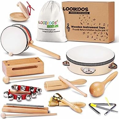 LOOIKOOS Wooden Percussion Musical Instruments for Toddlers (Ages 1-9)
