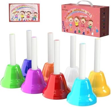 Multicolored 8-Note Handbell Set with Songbook for Kids
