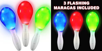 Light-Up Color-Changing Maracas: 3 Flashing LED Musical Party Favors
