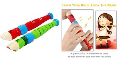 Colorful Wooden Toddler Recorders & Piccolo Flutes (2-pack)