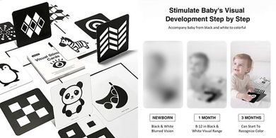 High-Contrast Baby Flash Cards: 20 Cards, 40 Pages, Brain Development
