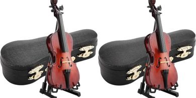 Miniature Cello Model: Collectible Wooden Instrument Replica with Case
