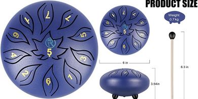 RANMING 11-Note Steel Tongue Drum with Accessories for Kids
