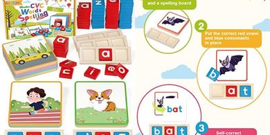 Wooden CVC Word Games for Preschoolers (Ages 3-6)
