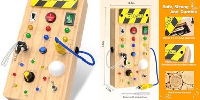 Montessori Wooden Sensory Busy Board & Travel Toys (Ages 1-4+)