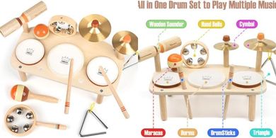 Wooden Toddler Drum Set: Musical Toy Gift (1-3 years)