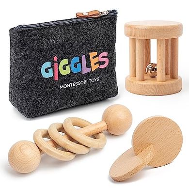 Eco-Friendly Wooden Montessori Baby Toys (0-12 months)
