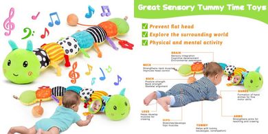 Sensory Caterpillar Toy: Music, Textures, Mirror, 0-12 Months