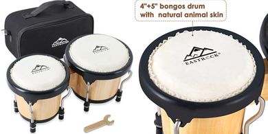EastRock Tunable Bongo Drum Set (4" & 5"): Wood & Metal, Beginners to Pros