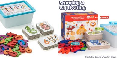 Wooden Alphabet Puzzle & Flash Cards: Montessori Preschool Learning Toy (36 Cards, 37 Pieces)