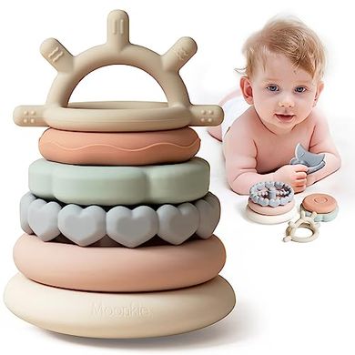 Moonkie Stacking Rings: 7-Piece Soft Teether Toy Set