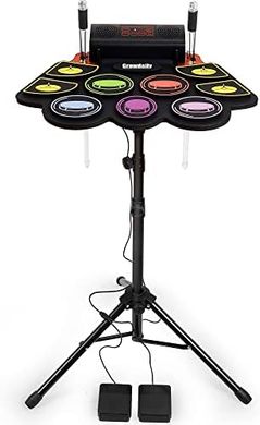 Rainbow Electric Kids Drum Set with Lights, MIDI, and Speakers