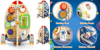 Wdmiya Wooden Activity Cube: Montessori Sensory Toy for 1-Year-Olds