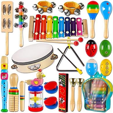 LOOIKOOS Toddler Wooden Percussion Musical Instrument Set