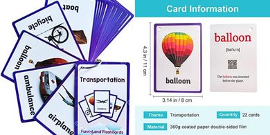 Lilias Transportation Flash Cards: 22 Preschool Learning Cards (4.3 x 3.14")
