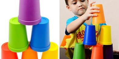 Skoolzy Rainbow Stacking Cups: Toddler Color & Fine Motor Skills Toys
