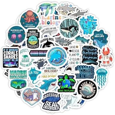 Waterproof Marine Biology Stickers: Laptops, Water Bottles, Party Favors