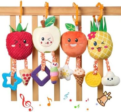Baby Toys: Hanging Fruit Rattles & Plush Mobiles (0-12 Months)