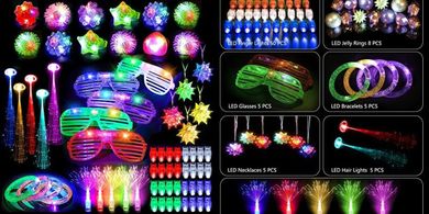 MIBOTE Glow Party Favors: Lights, Rings, Glasses, Bracelets