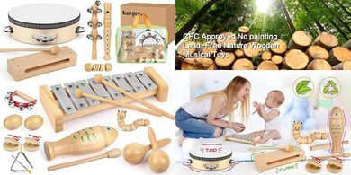 Natural Wooden Percussion Musical Toy Set (23 pcs) for Kids