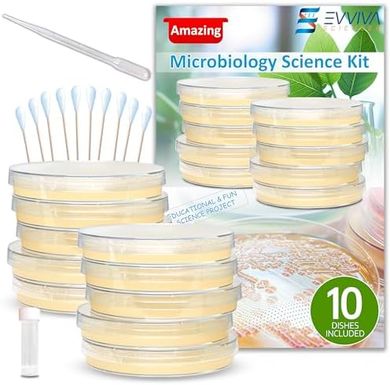 Evviva Sciences Microbiology Kit: Pre-poured Agar Plates & eBook Experiments