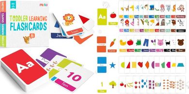 Merka Toddler Flash Cards: Alphabet, Colors, Shapes, Numbers (64 Cards)